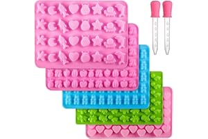 TOPBELIEF Moldes De Silicona Para Caramelos, 5 Pcs Paquetes , Mini Bombones Con Corazones Pequeños, Frutas, Animales Marinos Y Cuentagotas, Para Hacer Gomitas y Chocolates