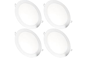 Jandei – Pack x 4 Downlights LED Empotrable Redondo, 18W, 1500 Lúmenes, Extraplano 13 mm, Orificio de Montaje Ø200-205 mm, Blanco Frío 6000K con Transformadores Incluidos