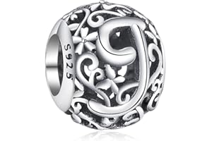 Annmors Charms et Breloques Femme Lettre A-Z en Argent 925 pour Bracelet