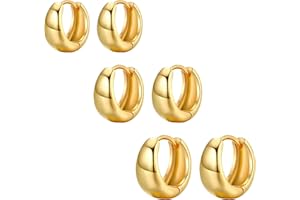 JOPLY Sterling Silver Hoop Earrings for Women Men, Small Cartilage Huggie Hoop Earrings Set of 3 | Hypoallergenic Silver Gold Hoops Earring Jewellery Gifts for Ladies Girls Birthday Graduation, 8/10/12mm