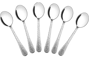 Joyfair Kleiner Kinderlöffel Set, 15cm Edelstahl Poliert Kleine Kinderbesteck Löffel mit Hammergriff, 6-teiliges Kleinkinder Besteck für Home/Küche/Schule, Ungiftig & Gesund, Spülmaschinenfest