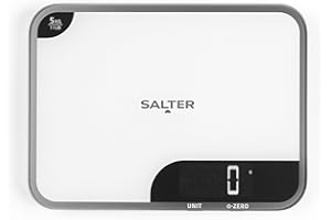 Salter 1064 WHDR Digital Kitchen Scale - 5kg Capacity, Easy Read Display, Add &Weigh/Tare Function, Measure Liquids in ml/fl.oz, Glass Platform for Baking & Cooking, Batteries Included, 17 x 23 x 1cm