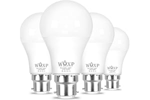 WAXP B22 Bayonet LED Light Bulb 100W Equivalent, 1600 Lumen Super Bright B22 LED Bulbs, 12W Light Bulbs Bayonet Fitting, Cool White 6500K, Non-Dimmable, Pack of 4