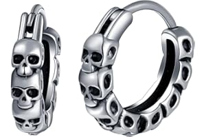 Yumilok Creative Skull Stainless Steel Earrings Hoops for Men Vintage Creole Earrings Diameter 1cm Accessories Fashion Jewellery for Teenager