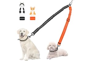 Nasjac Podwójny łącznik smyczy dla psa, bez plątania, dzielona smycz do chodzenia dla 2 psów, regulowany, odblaskowy, amortyzujący wstrząsy rozdzielacz smyczy