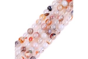 GEM-INSIDE CREATE YOUR OWN FASHION Sweet & Happy Girl's Gemstone Beads Strand Naturel Rond 4 mm Gris Dendritic Agate Pierre précieuse de Pierre Semi-précieuses Spacer Perles pour Fabrication de Bijoux 38,1 cm, 6mm Gray, 6mm
