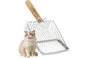 Bafeil Metalowa szufla dla kotów, długa rączka, głęboka szufla dla kotów, szufla do kuwety, duża szufla do toalety