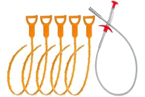 Lot de 6 outils de nettoyage et d'évacuation pour évier de cuisine, baignoire, douche (1 sonde spirale + 5 outils de débouchage de canalisation) - Vipith