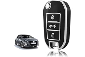 TOOMUME Funda Llave TPU, Carcasa Llave Apto para Peugeot 208 308 508 2008 3008 Rifter Expert Citroen C3 C4 Cactus Berlingo Picasso Xsara Jumpy C-Elysee Ople, Cubierta Llaves Coche Mando - Flip Key