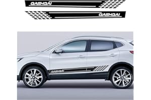QWASZX Calcomanías de Falda Lateral de Puerta de Coche para Nissan Qashqai j11 j10 Tuning, Pegatinas de Rayas Deportivas de Carreras, Accesorios de decoración de Estilo Impermeable de Vinilo 2 Piezas