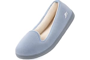 Wishcotton Pantoufle Femme Léger Respirant Chausson Femme Coton Antidérapant en Mousse à Mémoire Intérieur et Extérieur