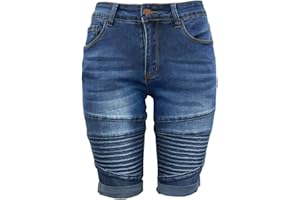 GUOCU Jeans Pantalones de Mujer Cintura Media Elásticos Skinny Denim Cortos Longitud Rodilla Clásico Medio Pantalones