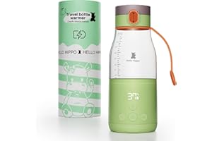 Hello Hippo Premium Calentador de biberón Nomade,portátil,USB, 300 ml,inalámbrico, con batería, ideal de viaje, calentamiento de leche y agua, graduación /30 ml, temperatura ajustable 37 a 50 gradosC