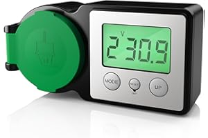 GreenSun Stromzähler für Steckdose Energiekostenmessgerät - Stromzähler für Balkonkraftwerk Einspeisezähler Outdoor IP44 Stromkostenmessgerät 5 Modi Einspeisemessgerät mit Hintergrundbeleuchtung