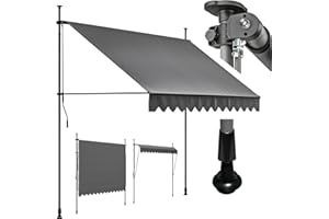 4smile Klemmmarkise Anthrazit 300 x 145 cm - Hochwertige Markise Balkon ohne Bohren - Effektiver Sonnenschutz mit UV40+ - Balkonmarkise für Balkon, Terrasse und Garten