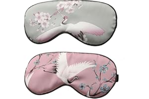 marysgift Silk Sleep Mask 2pcs Eye Mask Adjustable Blindfold Eye Covers for Soft Eyemask Blackout for Men and Women, Y116