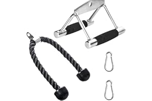 FASPUP Cavo di Fissaggio per tricipiti e Doppia Impugnatura a D per Allenamento LAT-Pulldown Accessori per Cyclette con passacavi, Corda a V