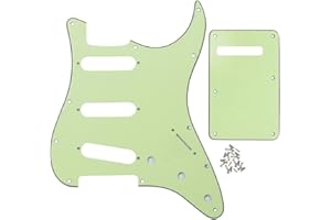 FLEOR Ensemble de guitare électrique Style SSS Pickguard avec vis de montage de plaque arrière pour USA/MEX ST Guitar Part, 3Ply Mint Green