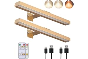 VIGMOJ 2Pack Wireless Picture Light, Dimmable with Remote Control, 16inch Rechargeable Dartboard with 3 Light Modes and Timer for Wall Artwork Gallery Pictures