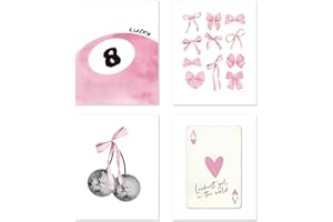 A ART·ZONE Lot de 4 impressions sur toile sans cadre pour décoration de chambre d'adolescente, fille, dortoir, 20,3 x 25,4 cm, rose