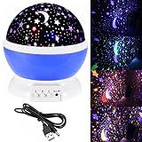 Sternen-Nachtlicht Projektionslampe Beleuchtung Nachtlicht Sternenhimmel Projektor 360 Grad Romantische Nacht Lampe Tischlampe mit USB für Schlafzimmer, Kinder Zimmer, Weihnachten, Hochzeit, Geburtstag, Party