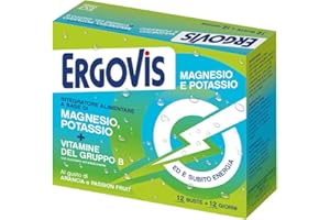 EG Ergovis Magnesio e Potassio| Integratore Alimentare | Supporto Energetico e Recupero Muscolare | Gusto Arancia e Passion Fruit | 12 Bustine Solubili