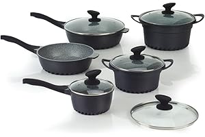 Tognana Evoluta, Batteria di pentole e padelle, Set con 3 casseruole, 2 padelle, 4 coperchi, 10 Pezzi, Alluminio, Grigio