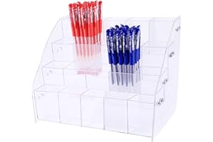 AOORY Portalápices acrílico transparente, soporte para guardar pinceles transparente, para escritorio, portalápices organizador de artículos de escritura., color Soporte para bolígrafos de cuatro capas.