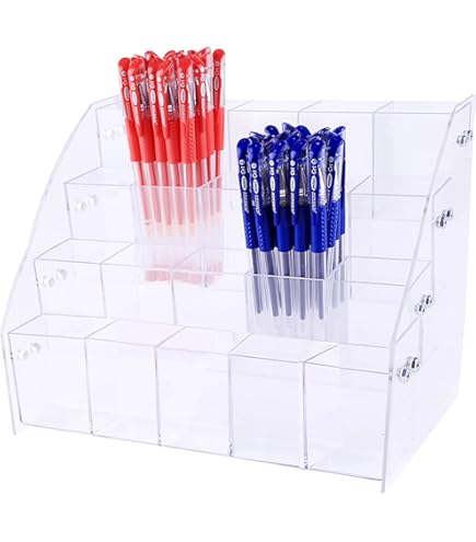 Transparante acryl pennenhouder, 2 stuks, pennenhouder, bureau, doorzichtige pennenbeker, make-upborstelhouder, acryl pennenbeker, schrijfwaren, organizer voor kantoor, school, thuis