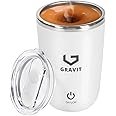 GRAVIT 350ml Self-Stirring Mug - Automatic Stainless Steel Mixing Cup for Coffee, Milk, Juice - Hands-Free Rotating Electric Mug - Easy Clean Beverage Blender for Home, Office, Travel (White)