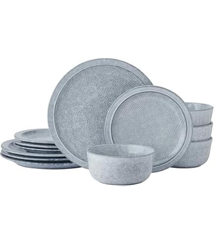 Pfaltzgraff Trellis Set Da Tavola In Melamina 12 Pezzi - Stoviglie Infrangibili Per 4 Persone, Design Antico - 5