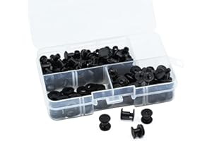 MABAHON 80 Set Chicago Binding Screw Posts,Solid Belt Tack Screw Book Binding Screws, Metal Rivet Replacement Repair for DIY Leather Crafts, Backpacks, Luggage, Book Bindings-Matt Black (M5*6)