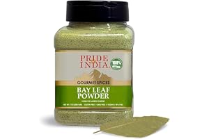 Pride Of India - Organiskt lagerbladspulver - 7 oz (200 g) - Tillverkat av noggrant utvalda och mogna lagerblad - GMO-fritt, vegan, glutenfritt och inga konstgjorda färger eller konserveringsmedel