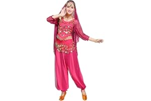 Xinvivion Mujer Danza del Vientre Disfraz, Danza India Etapa de Rendimiento Halloween Carnaval Bailando Outfit