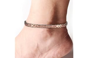 ENERMAGIX Bracelet de cheville magnétique tendance en cuivre pour femme, bijoux en cuivre pur, bracelet de cheville pour femme, cadeau de jour pour femme