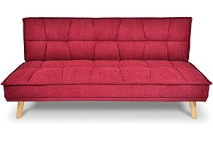 SAMIRA Divano Letto clic clac in Tessuto Vellutato Bordeaux, Divano 3 posti MOD. Bart