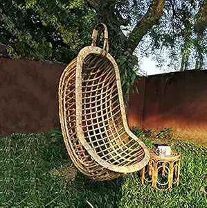 Zilver Handcrafted Rattan/Cane Hanging Hammock Jhula Swing for Balcony, Patio, Livingroom, Cafe