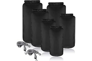 Shappy 6 Sacs Étanches Sac à Sec Ensemble Combiné de Sacs Étanches Légers Hermétiques avec Capacité de 20 L 15 L 10 L 8 L 5 L 3 L et Bretelle Longue Réglable pour Kayak Bateau
