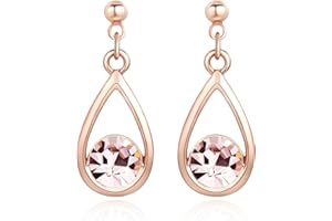 Boucles d'oreilles pendantes pour femme tendance, boucles d'oreilles à tige en strass OUXi, cadeau de bijoux avec pierre de naissance, boucles d'oreilles créoles plaquées or 18 carats pour Noël