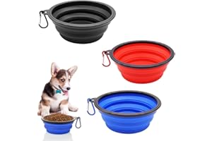 KOLZEMV 3 Pièces de Bol pour Chien Portable Pliable, gamelle pliable pour chien, gamelle pour chien pliable, gamelle chien pliable, gamelle retractable chien, Gamelles de Voyage pour Chien et Chat
