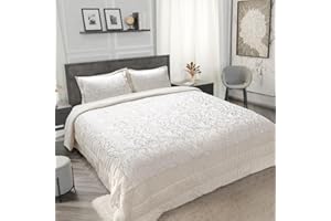 Emma Barclay Eden - Embellished Jacquard Quilted Bedspread Set in Cream - To Fit Double/King