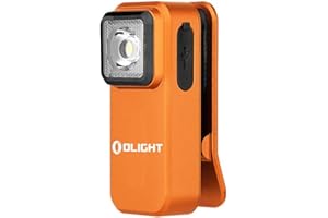 OLIGHT Oclip lampe de poche à clip Source Rouge et Blanche 300lm Rechargeable avec Aspiration Magnétique et Trou de Suspension IPX5 Étanche Utilisée en Camping et Alpinisme Orange
