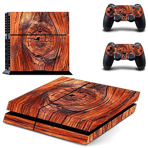 Preisvergleich Produktbild Playstation 4 + 2 Controller Aufkleber Schutzfolie Set - Holz / PS4