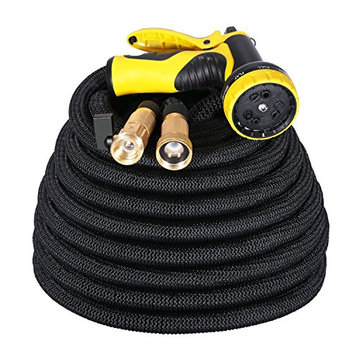 Flexibler Gartenschlauch 15m KingTop Dehnbarer Wasserschlauch 3/4 Zoll mit Brause für Gartenbewässerung und Reinigung