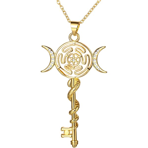 Collier Hekate Triple Déesse De La Lune - Amulette Magique En Acier Inoxydable Pour Femmes Et Hommes