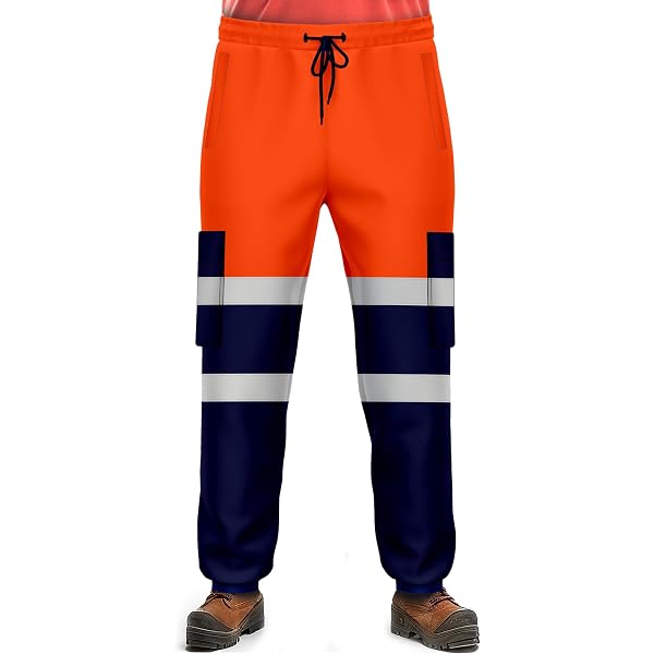 Pantalon De Travail Homme Haute Visibilité - Orange Fluorescent Réfléchissant - Taille L - Sécurité Chantier
