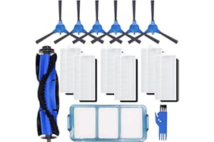 QAQGEAR Zestaw części zamiennych do odkurzacza Eufy RoboVac 11S 12 15C 15T 25C 30 30C 35C części zamienne do robota, akcesoria 1 szczotka rolkowa, 6 szczotka boczna, 6 filtrów HEPA, 1 filtr główny (14