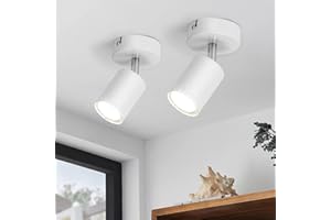Gr4tec Lot de 2 Spot Plafond Orientable 350°, 2 x 6W Ampoule GU10, Blanc Neutre 4000K, Plafonnier Cuisine, AC 220V-240V, 550LM Luminaire Chambre, IP20 Éclairage de Plafond Pour Salon, Chambre