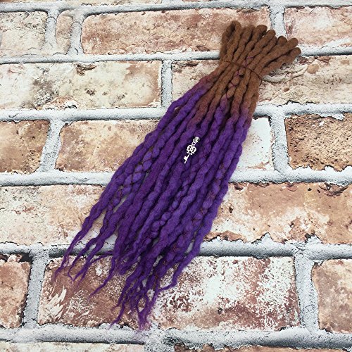 10 Brown &amp; Purple Double Ended Wool Dreadlocks Dreads Hair Extensions Festival Hippie