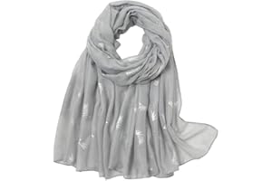 KAVINGKALY Femmes Foulards Scintillants Couleur Unie Foulard Imprimé Feuille D'argent Léger et Confortable